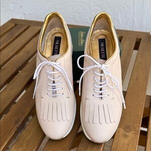Musette, Blush Leather Women's Sneakers with Gold Accents, EU 39